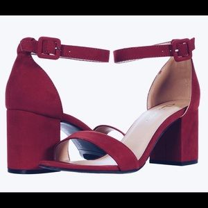 Jody Suede Block Heels in Burgundy